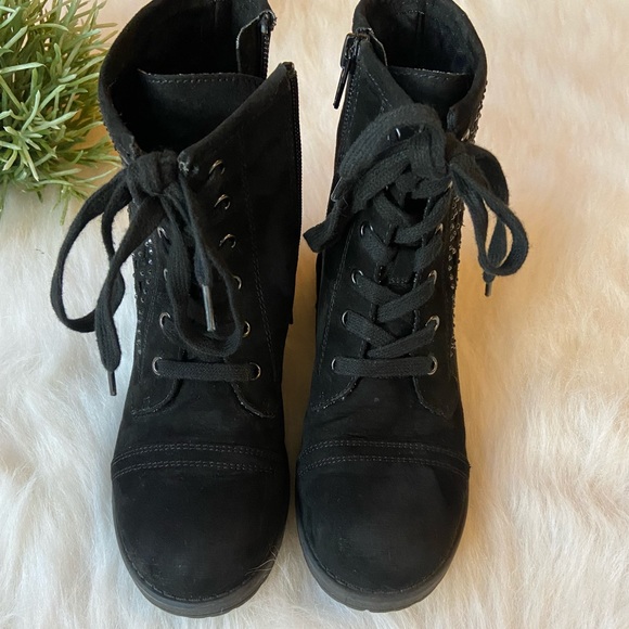 Kohl's Shoes Black Suede Like Combat Boots Size 3 Poshmark